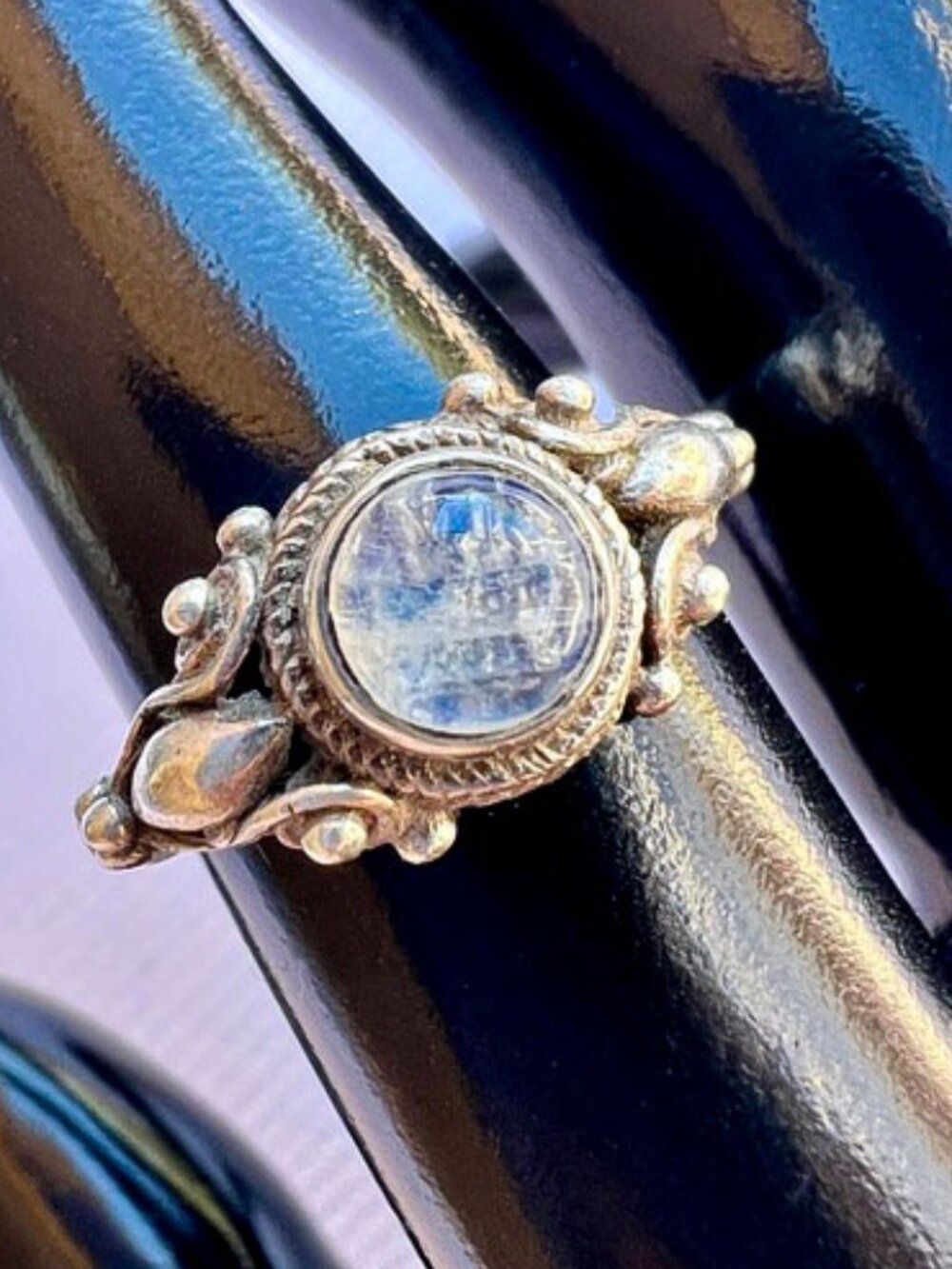 Vintage Moonstone & Sterling Silver Ring ~6